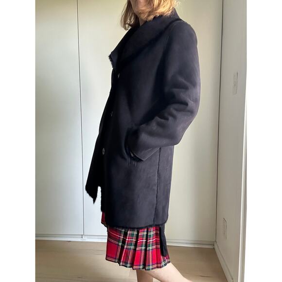 Hawke & Co Faux Fur and Suede Overcoat Size large Black Reversible Faux Mink - Picture 6 of 15